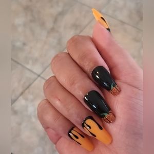 🍒🍒 Halloween Pumpkin Water Drop Press On Nails❗️Final Price❗️